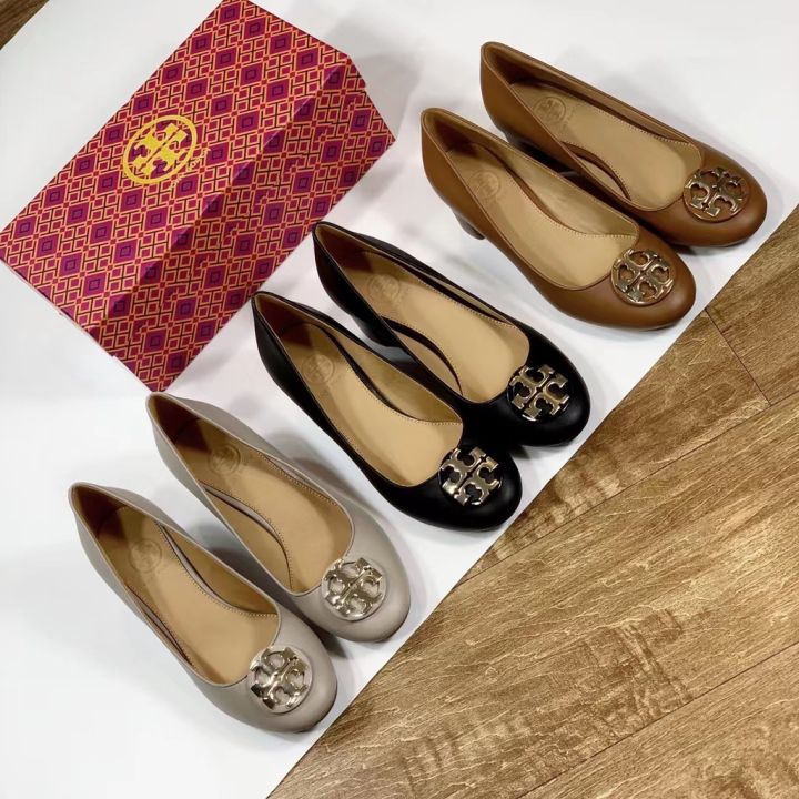 Hàng Mới Về!!】Tory Burch Giày Đi Lại Hai Mặt Logo Chữ T Mạ Điện Sơn Cổ Điển  Mới Mùa Thu 2022 Giữa Năm Da Bò Mềm Cho Nữ 