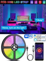 ● Smart Wifi LED Light Strip RGB 5050 Led Tape for Home Party Decor TV backlight Compatiable with Alexa Google Home