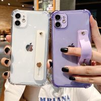 Floveyoo เคสโทรศัพท์แบบใสสายรัดข้อมือสำหรับ iPhone 12 11 13 Pro Max XR XS Max 7 8 Plus X XS 11Pro SE 2020เคสห่วงถือ TPU นิ่ม