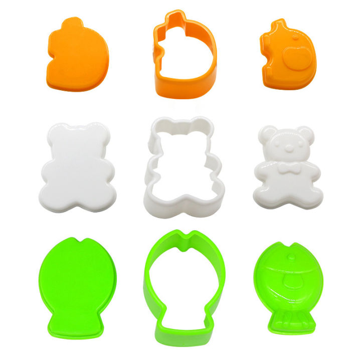 jiang-แม่พิมพ์ข้าวปั้นสำหรับเด็กรูปหมีและช้าง3ชิ้นแม่พิมพ์3d-กล่องเบนโตะอุปกรณ์ทำซูชิอุปกรณ์เครื่องมือทำครัว