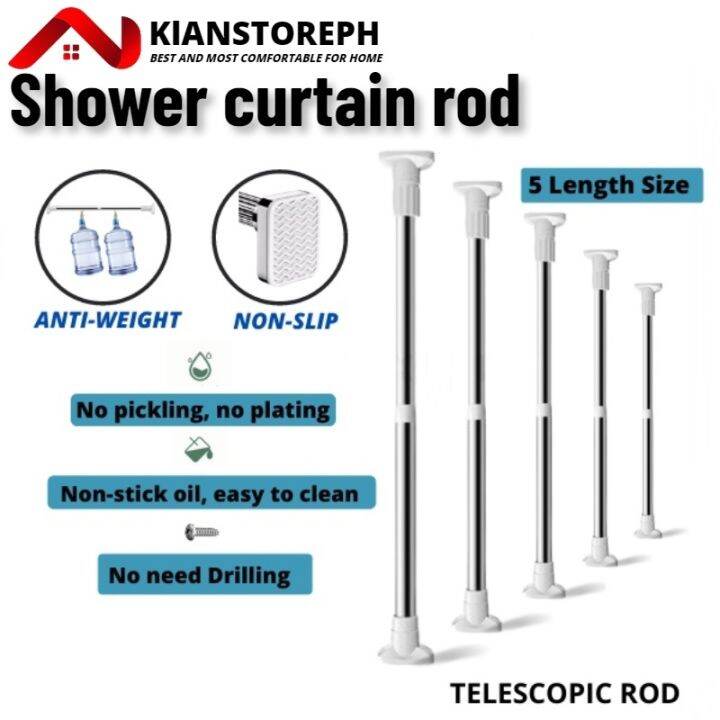 Space Saver Stainless Steel Sampayan 300cm No Drill Shower Curtain Rod