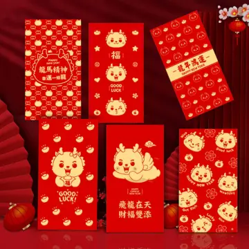Dragon Year Red Envelope 6pcs Cute Dragon New Year 2024 Lucky Red Packet