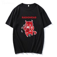 Radiohead T Shirt Cute Devil Cry T-Shirt 100 Cotton Band Rock Funny Mzik Albm Print Loose Albm Mzik Tee 100% Cotton