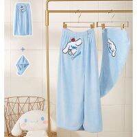 Kawaii Sanrio Bath Skirt Shower Cap Set Anime Cinnamoroll Melody Purin Summer Girls Bath Towel Can Be Worn or Wrapped