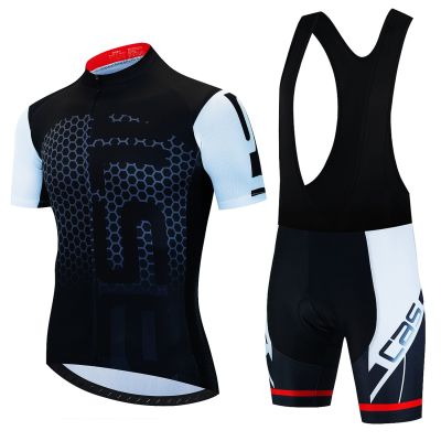 New Pro Cycling Jersey Set Men Bib Shorts Bicycle Short Sleeve Cycling Clothing Bike Maillot Ciclismo Hombre Black Sets For MTB