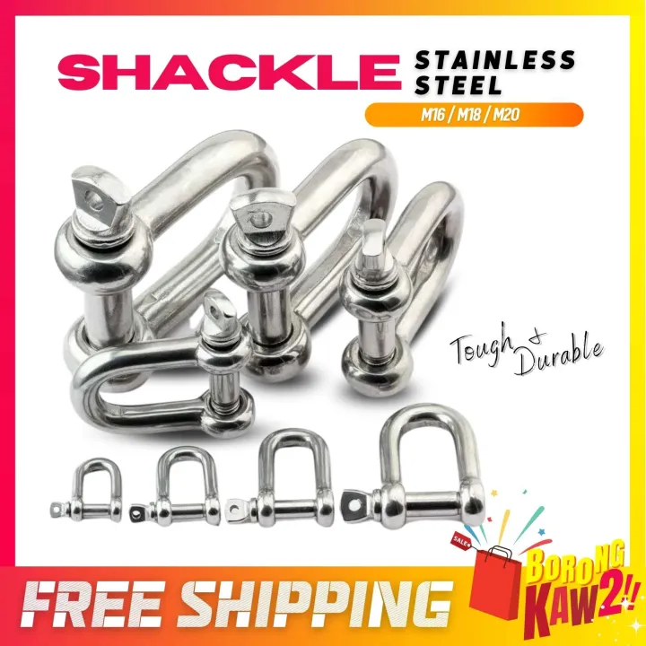 Reedny Bow Shackle 304 Stainless Steel 5/32", 1/4", 5/16",3/8", 1/2", 9/16" Heavy Duty D Ring Shackles Screw Pin Anchor Shackle For Chains Wirerope, Boat, Accessories (1/2'' 4Pcs