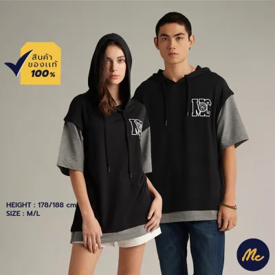 Mc Jeans เสื้อกันหนาว สเวตเตอร์ ฮู้ดดี้ Unisex สีดำ MSWP011