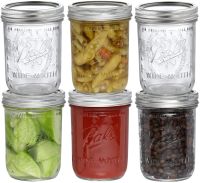 （6 ชิ้น/ชุด）ขวดโหลแก้วบอลล์ ปากกว้าง 16 ออนซ์ ขวดโหลแก้วถนอมอาหาร-Ball Mason Jar Wide Mouth Pint Jar 16 oz