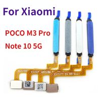 สำหรับ Xiaomi Poco M3 Pro/ Redmi Note 10 5G ปุ่มโฮมใหม่ของแท้อะไหล่เปลี่ยนสายเคเบิลแบบยืดหยุ่นเซนเซอร์รหัสลายนิ้วมือ