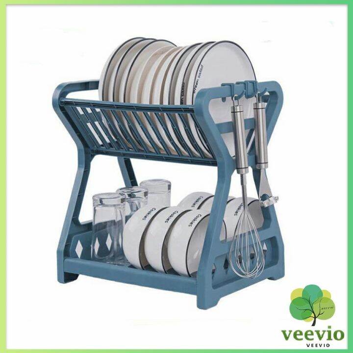 ชั้นวางจานอเนกประสงค์-ชั้นวางจาน-พลาสติก-ย้ายง่าย-drain-bowl-rack-สปอตสินค้า-veevio