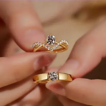 Dual Tone Titanium Wedding Ring with Swarovski Crystals (Men) - Zoey - Zoey  Philippines