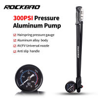 ROCKBAO ภูเขาจักรยาน300psi แรงดันสูงจักรยานปั๊มลมที่มีมาตรวัดสำหรับส้อมและช่วงล่างด้านหลังโช๊คอัพขี่จักรยาน Accesory