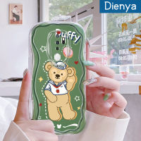 "Dienya เคสสำหรับ OPPO A5 2020 A9 2020การ์ตูนตุ๊กตาน่ารักหมีเวฟชายแดนใหม่เนื้อครีมนิ่มเคสโทรศัพท์โปร่งใสกันกระแทกปลอกซิลิโคนใสป้องกันเลนส์กล้อง"