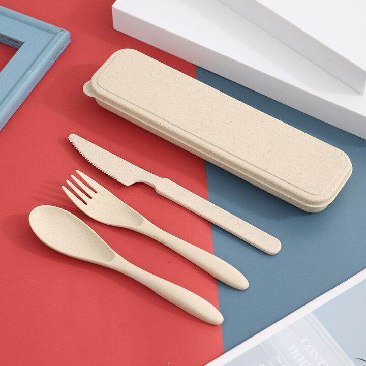 3pcs-set-travel-cutlery-portable-cutlery-box-student-dinnerware-sets-japan-style-wheat-straw-knife-fork-spoon-kitchen-tableware-flatware-sets