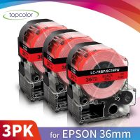 【Popular choice】 Topcolor 3PK 36มม.Epson เทปสีแดง SC36RW LK-7RBP สำหรับ Epson KingJim Label Maker SR750 SR5900P SR950 970