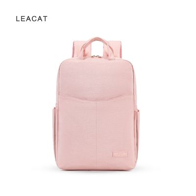 Leacat Simplicity Macaron กระเป๋าแล็ปท็อป กระเป๋าเป้สะพายหลัง สีชมพู 13 14 15.6 นิ้ว กระเป๋าเป้สะพายหลัง กระเป๋านักเรียน สําหรับผู้หญิง กันน้ํา กันกระแทก
