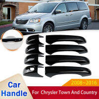 Afor Chrysler Town และ Country Voyager 2008 ~ 2016 Gloss Black Smart Door Handle Cover สติกเกอร์ Trim รถป้องกันฟิล์ม AccessoriesM