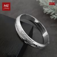 MT กำไลข้อมือเงินแท้ แบบแกะลาย (มีตัวล็อค) ข้อมือ 17, 18 ซม. Solid 925 Sterling Silver Bangle (sbg037-2A) MT Jewelry มณีธารา