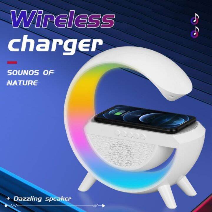 Wireless Phone Charger With Bluetooth Speaker Station Audio RGB