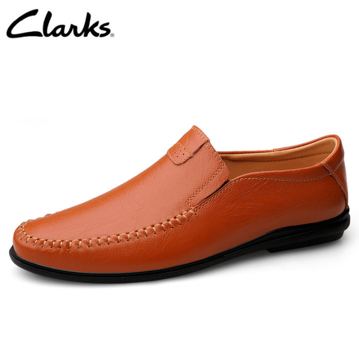 clarks-ของสะสม-cambro-step-รองเท้าสลิปออนหนังสีน้ำตาลเข้มลำลองสำหรับผู้ชาย