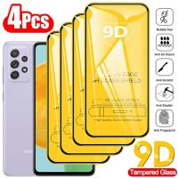 ??4Pcs  9D ฟิล์มกระจกเต็มจอ ฟิลมกระจก For Samsung Galaxy A11 A02 M02 A10 A10S A12 A20S A21S A22 A30 A20 M10S A31 A32 A42 A50 A50S A30S A51 A52 A71 A72 A80 M31 Screen Protector Films