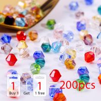 ✒❂ Buy 1 And Get 1 Free 4mm Shiny Crystal Beads Bicone Beads Glass Beads Loose Spacer Beads for bracelet DIY Jewelry Making 200pcs