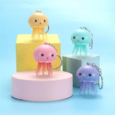 Cute Octopus Souvenir Gift New Bag Jewelry Aquarium Pendant Inspired Jellyfish Keyring Keychain Luminous Sounding