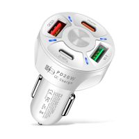 4 Ports Dual USB Type-C PD 20W Car Charger Auto Quick Fast Charging Plug Adapter