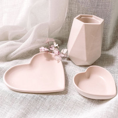 Flower Pot Mould Plate Home Decor Molds Jewelry Storage Tray Heart Shape Concrete Silicone Mold