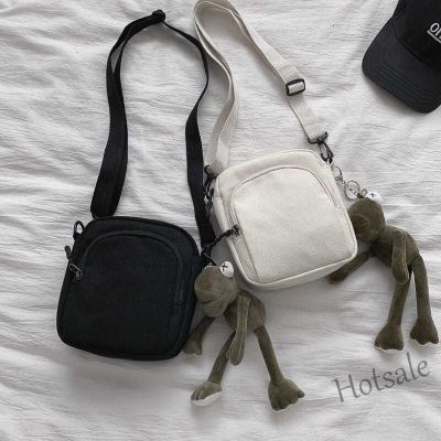 【hot sale】✾ C16 Female Messenger Bag Korean Versatile One Shoulder Ins Super Fire Black Simple Student Canvas Bag