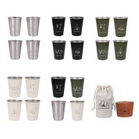 【CW】 4pcs 350ml Cup Set Outdoor Camping BBQ Wine Beer Drinks Mug Bottle Drinkware With