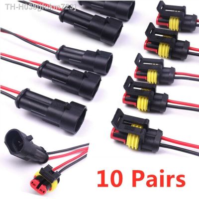 10pcs 5 Sets Waterproof Automotive Male Female Electrical Connectors Plug 2-Pin Way With Wire For Car Motorcycle Scooter Marine
