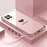 For Realme 10 4G Case 9i 9 Pro Plus 5G 8i 8 7i 7 6i 6 Pro Love Heart Square Frame Plating Luxury Phone Cover Coque Funda Capa Phone Cases