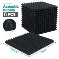 6Pcs Acoustic Foam Panel 1 X12 X12 Studio Soundproofing Sponge Wall Sticker Sound Absorption Treatment KTV Room Sealing Strips