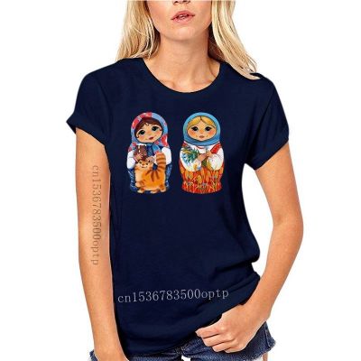 New Two Matryoshka Dolls WomenS Tee -Image By Vintage Graphic Tee Shirt