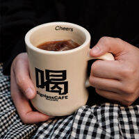 กว่างโจว SignlessCAFE มือหมัดเทกว่าถ้วยกาแฟ Americano หลังสไตล์ฮ่องกงแก้วเซรามิกถ้วยเบียร์ชา Chaan Teng Kedai Kopi 230มิลลิลิตร