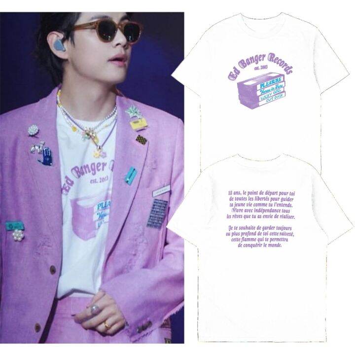 เสื้อยืด-พิมพ์ลาย-bts-taehyung-ed-banger-records-ด้านหน้า-และด้านหลัง