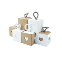 25/50Pcs Kraft Paper Gift Box Square Heart Wedding Favor Candy Box With Rope Hand Packaging Bags Wedding Birthday Party Supplies