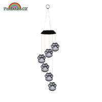 TK Solar Paw Print Wind Chime Light IP65 Waterproof Outdoor Wind Chimes Garden Lawn Yard Decor Gifts For Pet Lover