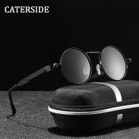 CATERSIDE Metal Steampunk Sunglasses Men Women Fashion Round Glasses Brand Design Vintage Sun Glasses High Quality Oculos De Sol