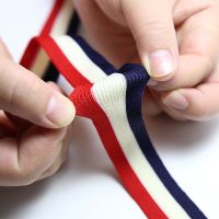 【new】 3 colors red white and blue ribbon can stretch with micro elastic knitting cloth tape webbing