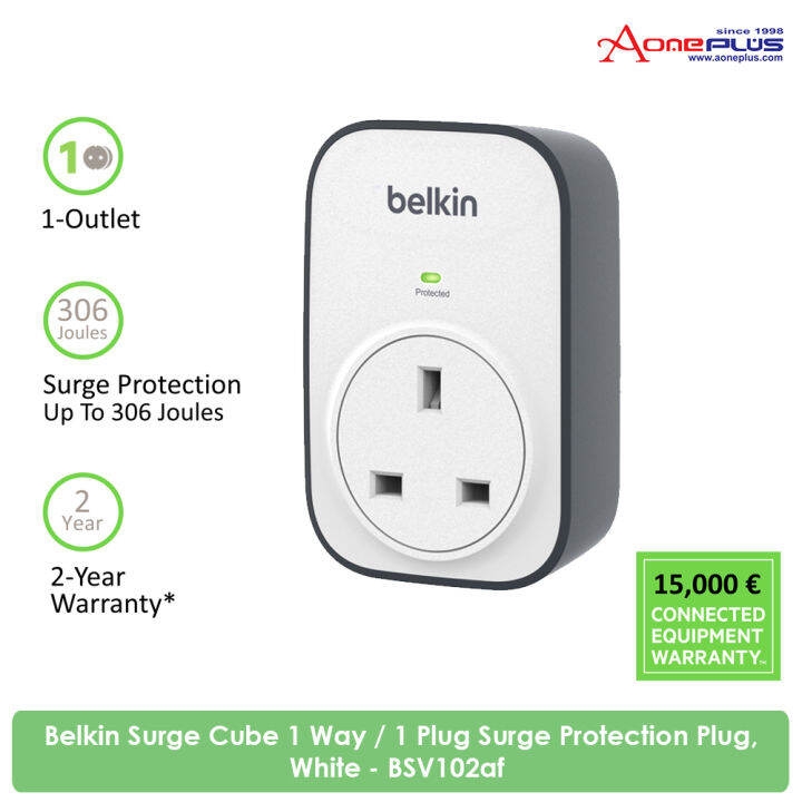 Belkin Surge Cube 1 Way / 1 Plug Surge Protection Plug, White