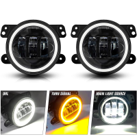 1คู่3.5 "4" นิ้ว LED ไฟตัดหมอกรัศมีแหวน DRL 6000พันสีขาวสำหรับรถจี๊ปแรงเลอร์ JK ไม่จำกัด JKu Dodge ปิดถนนขับรถไฟตัดหมอก