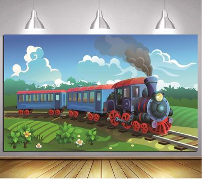 Stream Train Party Theme Photography Backdrop For Kids Children Train Birthday Party Photo Background Adventure Family