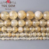 Natural Stone Smooth Citrines Quartz Round Loose Beads 15 quot; Strand 4 6 8 10 12 MM Pick Size Beads For Jewelry Making