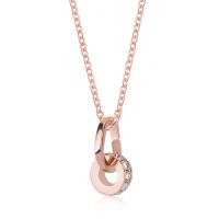 Necklace Japan and South Korea Rose Gold Trend Double Ring Love Handmade Inlaid Necklace Temperament Clavicle Chain
