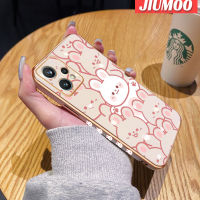 เคส JIUMOO สำหรับ Realme 9 Pro Plus 5G V25 V23i V23 5G Narzo 50 Pro OPPO เคส A56s ลายการ์ตูนกระต่ายมีความสุขใหม่พื้นผิวขอบสี่เหลี่ยมเคสชุบผิวซิลิก้าเจลนิ่มกันกระแทกเคสมือถือเลนส์กล้องถ่ายรูปฝาครอบป้องกัน