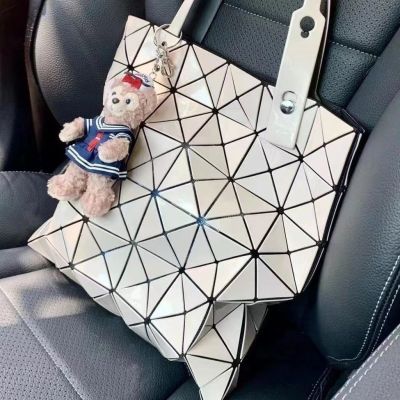 22 New Japanese Issey Miyake-Student Classic Fashion 6x6 Grid Shoulder Handbag Geometric Rhombus Variety Folding Bag