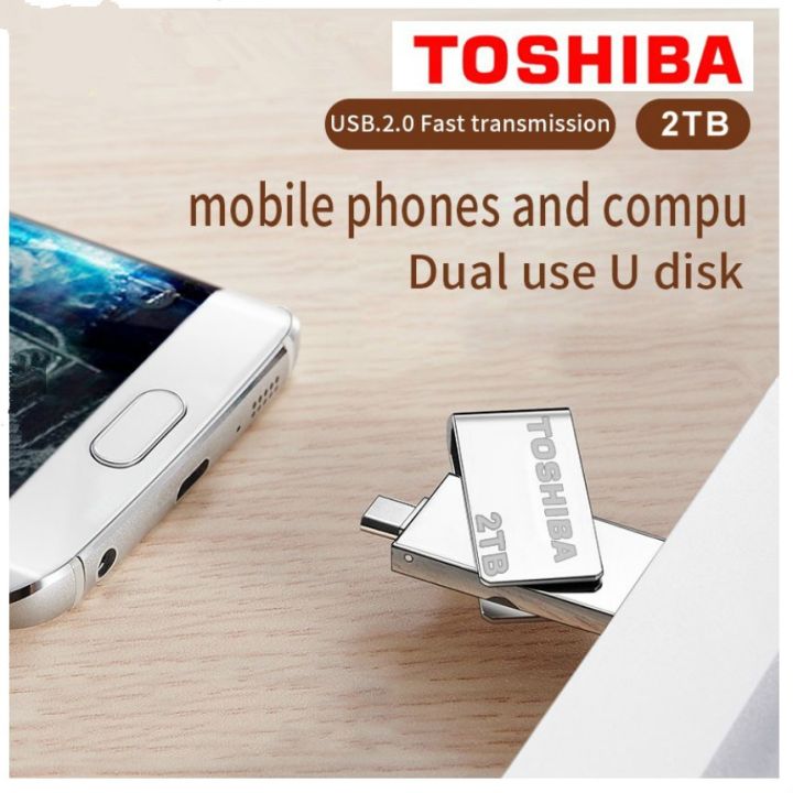 จัดส่งฟรี-cod-toshiba-2-in-1-otg-โลหะ-usb-2-0ไมโคร-usb-คู่-usb-แฟลชไดรฟ์หน่วยความจำด้วยอะแดปเตอร์-type-c-ฟรี