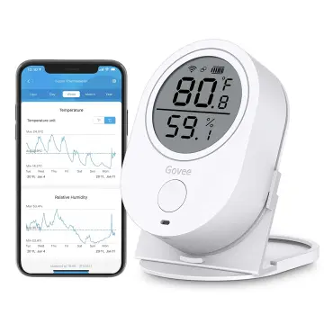 Govee Bluetooth Hygrometer Thermometer, Wireless Thermometer, Mini Humidity Sensor with Notification Alert, Data Storage and Export, 262 Feet